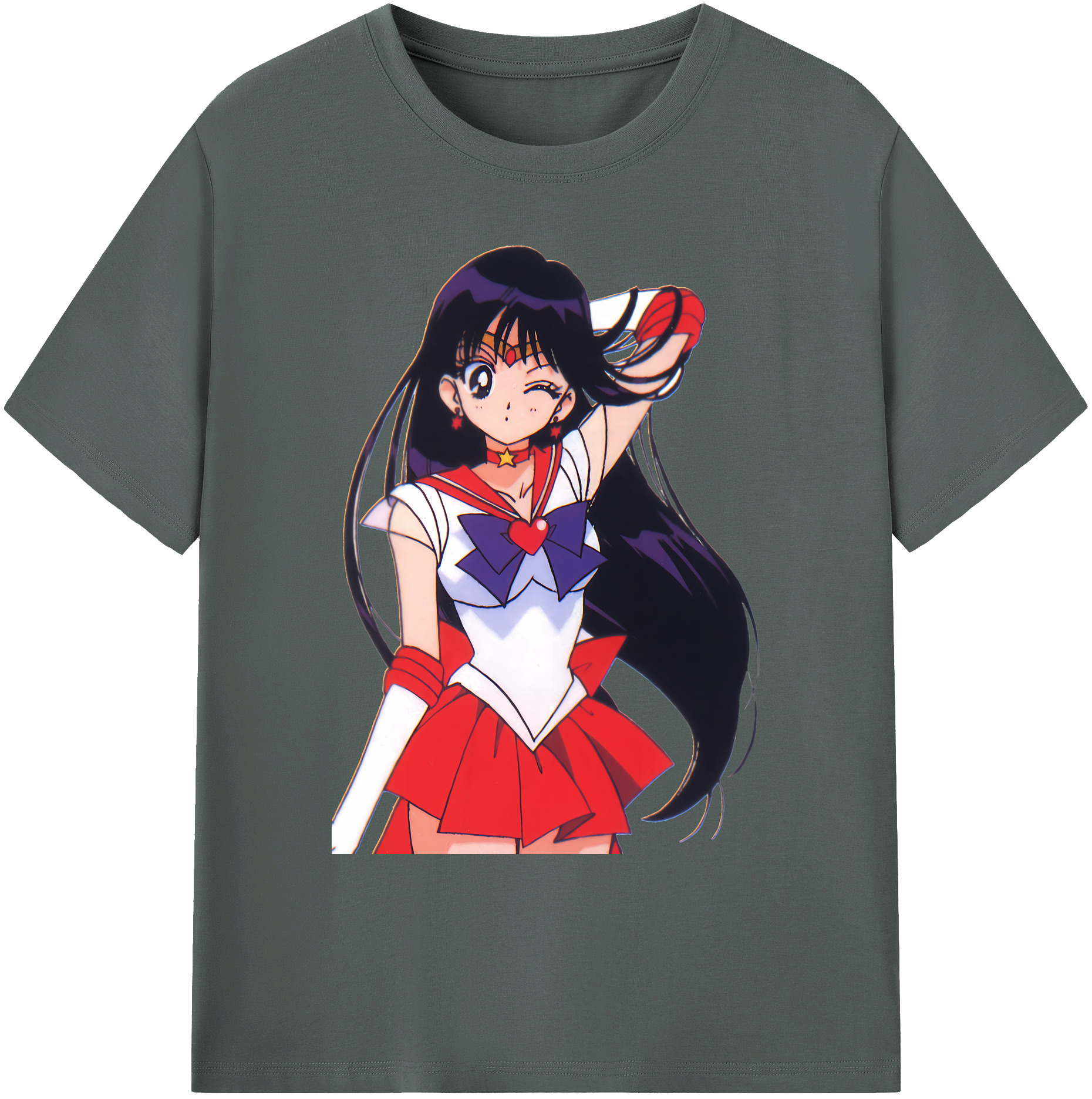 （画像用） 美少女戦士セーラームーン 火野レイ ひの レイ Sailor Moon Hino Rei （セーラーマーズ,Sailor Mars） 綿100％ メンズ半袖Tシャツ｜肌触りやわらか＆通気性